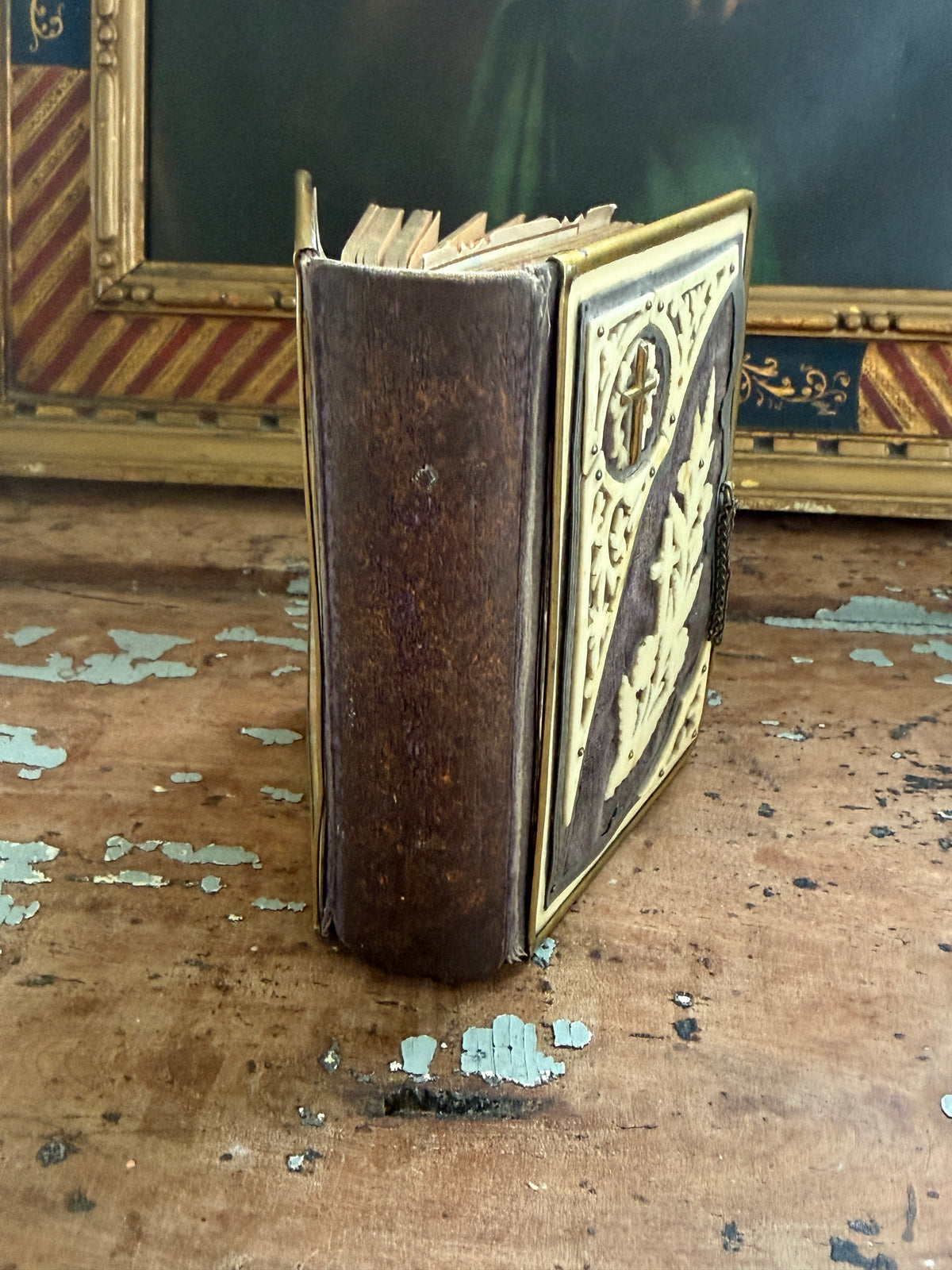 Czech Catholic Prayer Book with Ornate Cover & Tucked-In Keepsakes