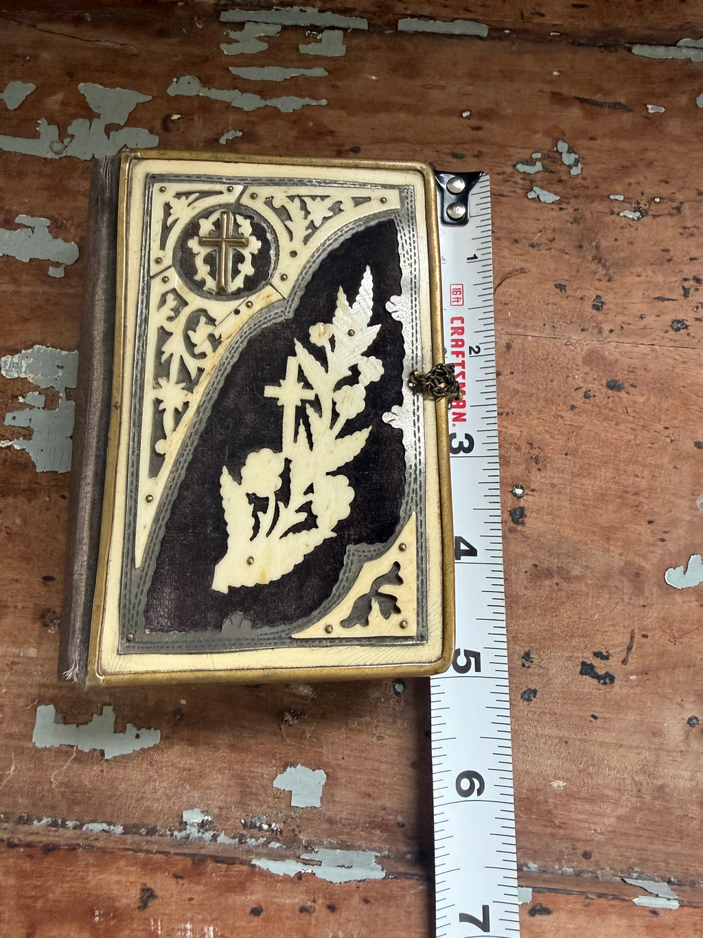 Czech Catholic Prayer Book with Ornate Cover & Tucked-In Keepsakes