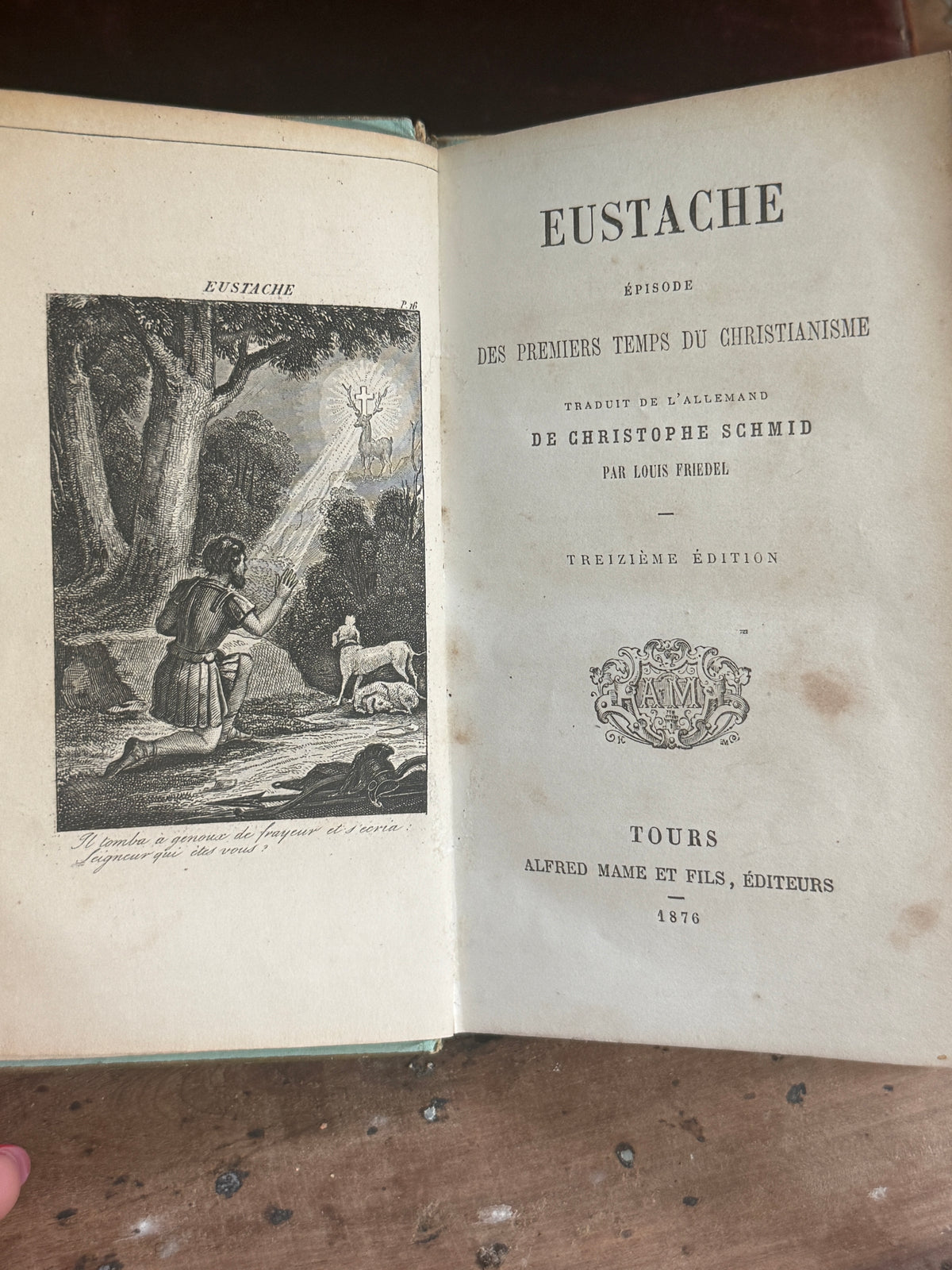 1876 Eustache by Christophe Schmid | French Green & Gilt Cartonnage Book | Free US Shipping