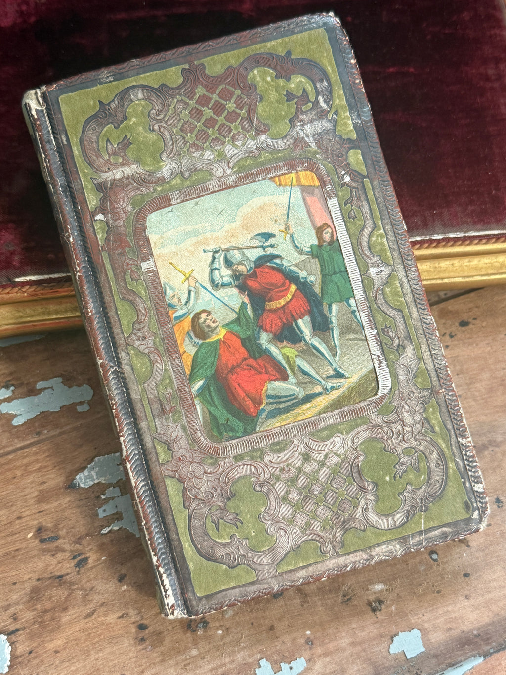 1858 Valentine d’Ormoies | French Olive Velvet Decorative Book | Free US Shipping