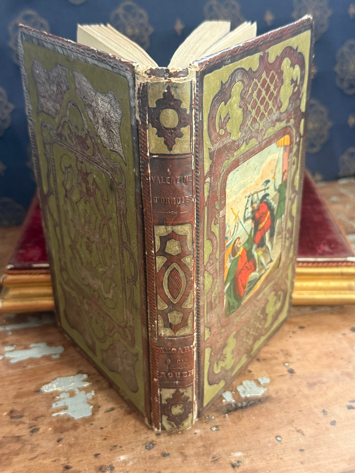 1858 Valentine d’Ormoies | French Olive Velvet Decorative Book | Free US Shipping