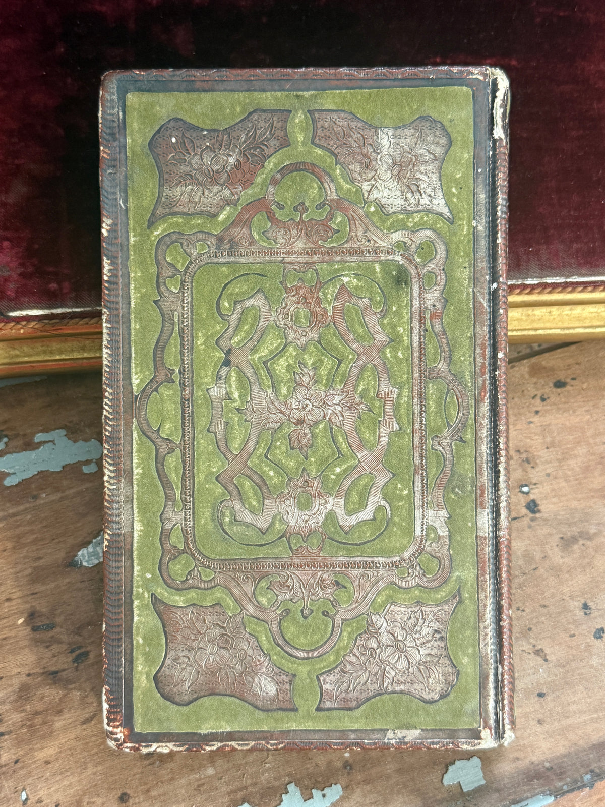 1858 Valentine d’Ormoies | French Olive Velvet Decorative Book | Free US Shipping