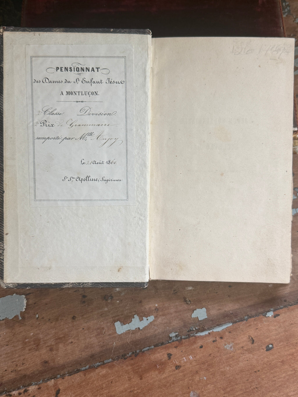 1858 Valentine d’Ormoies | French Olive Velvet Decorative Book | Free US Shipping