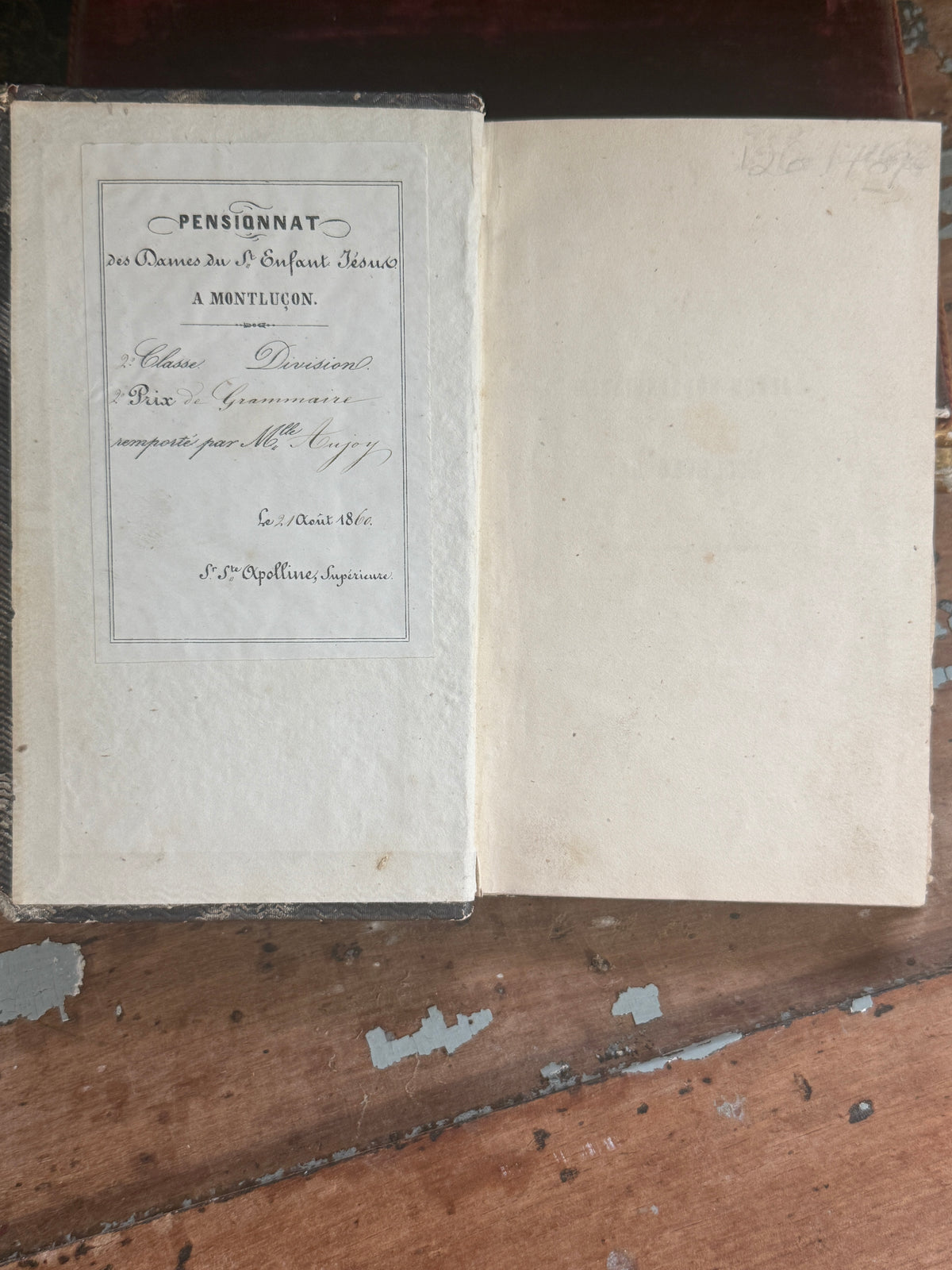 1858 Valentine d’Ormoies | French Olive Velvet Decorative Book | Free US Shipping