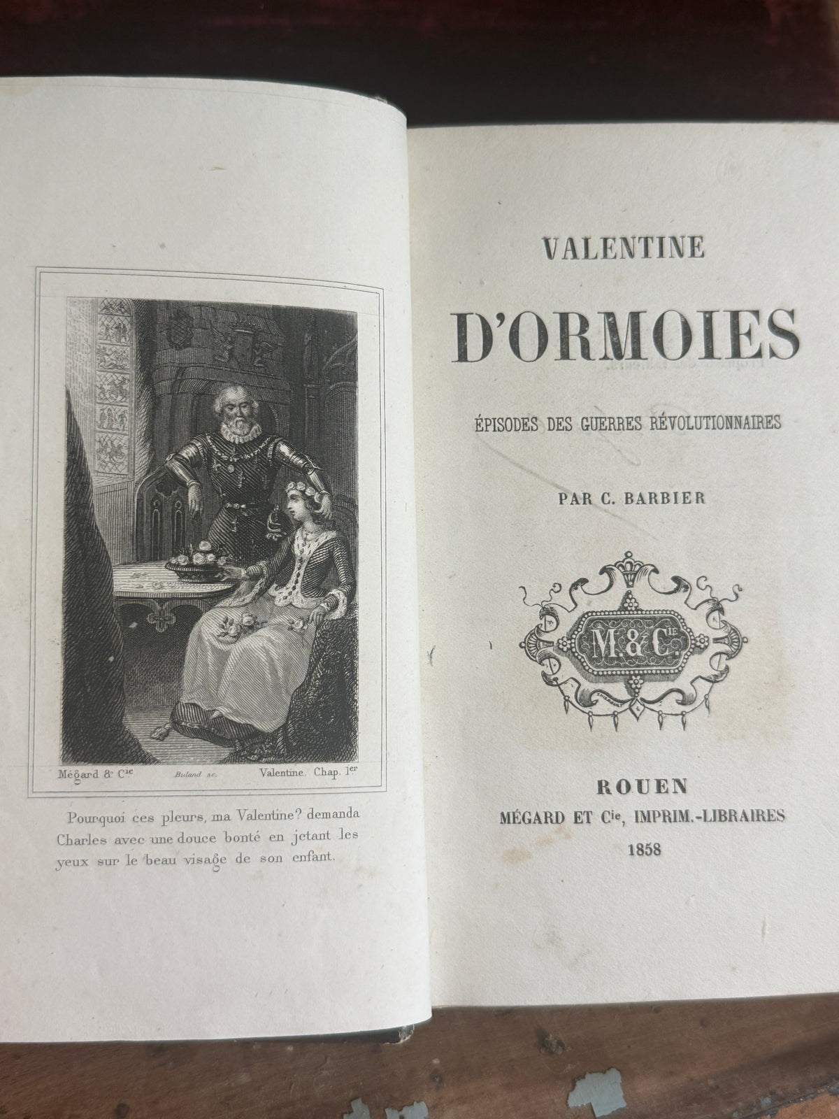 1858 Valentine d’Ormoies | French Olive Velvet Decorative Book | Free US Shipping