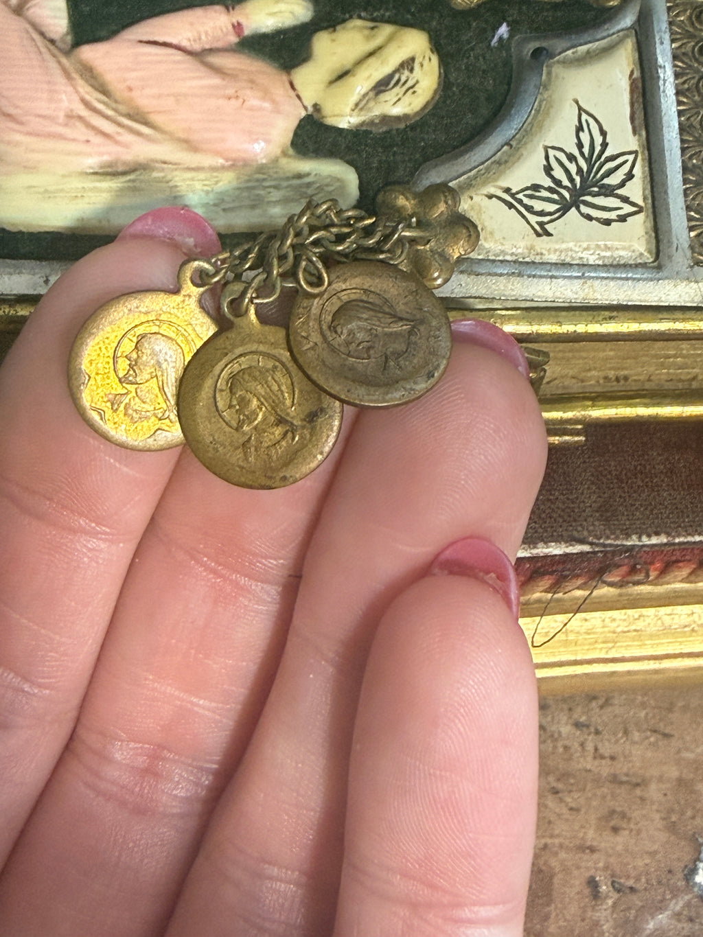 Antique Croatian Prayer Book With Angels, Clasp, and Devotional Medals