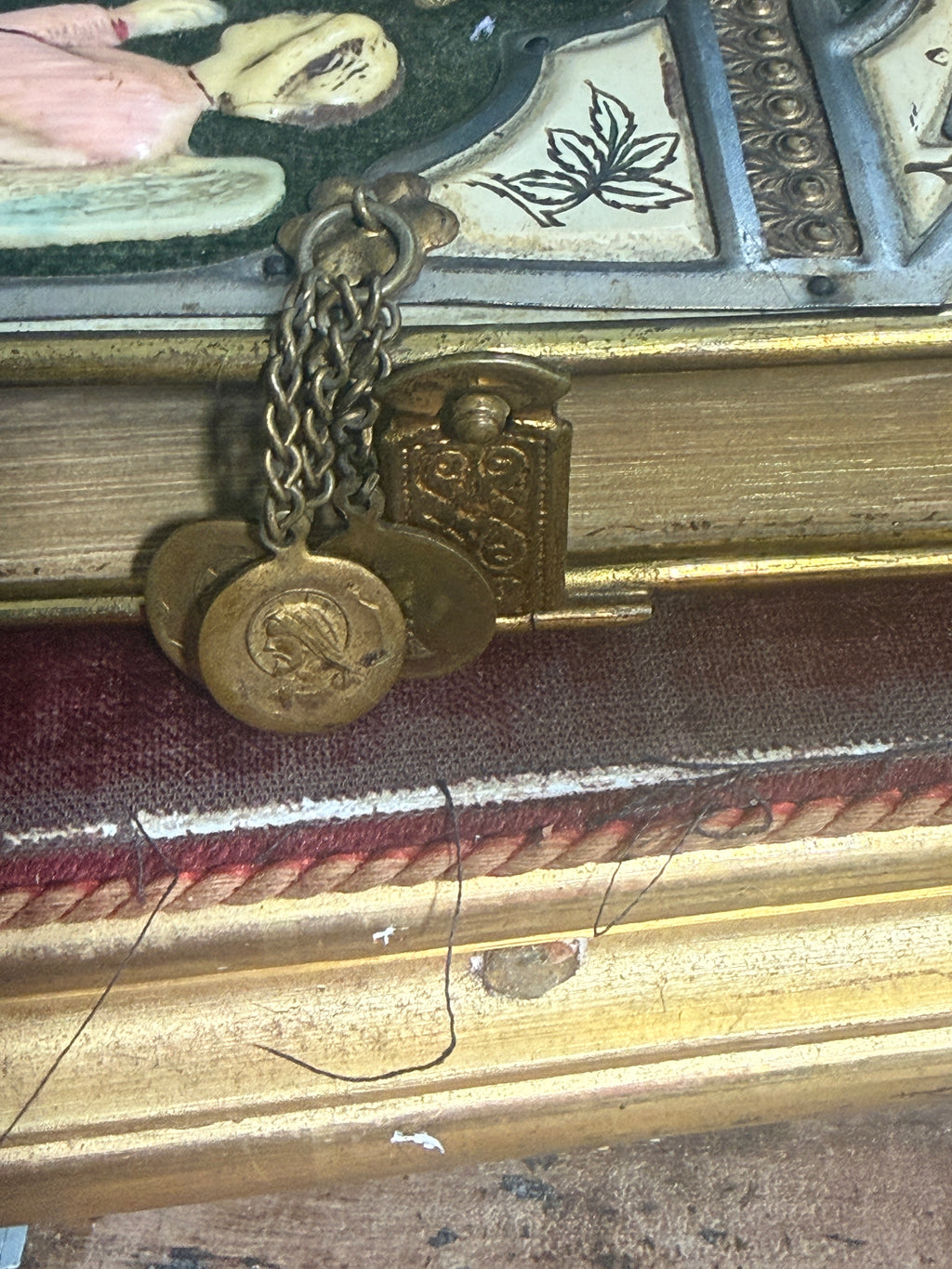 Antique Croatian Prayer Book With Angels, Clasp, and Devotional Medals