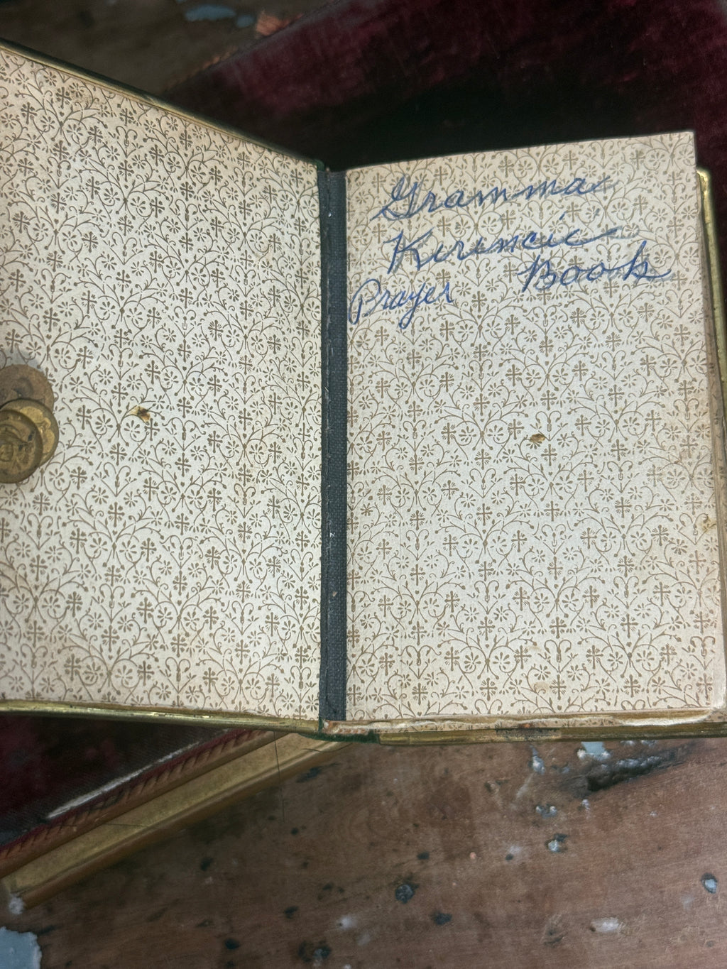 Antique Croatian Prayer Book With Angels, Clasp, and Devotional Medals