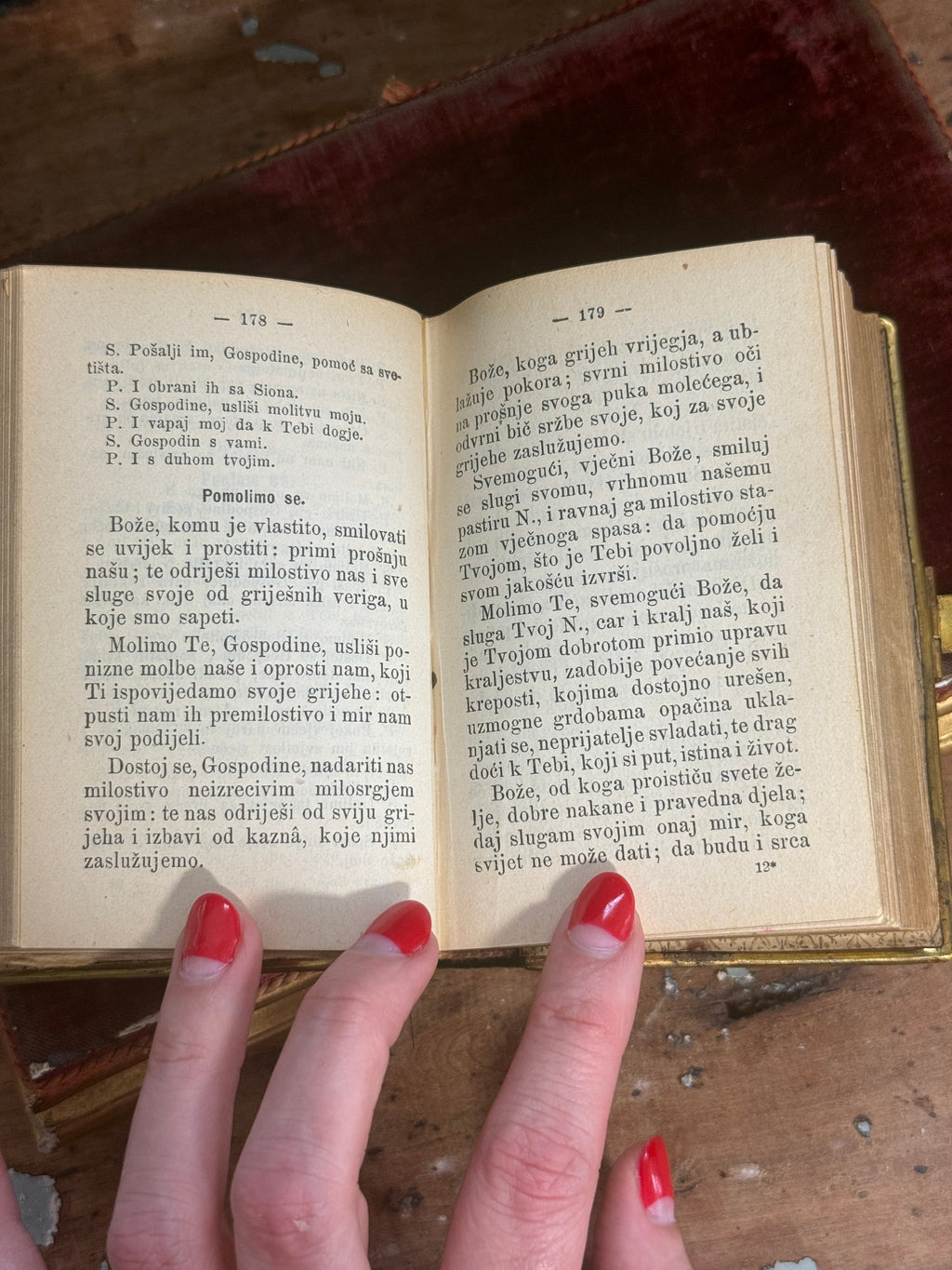 Antique Croatian Prayer Book With Angels, Clasp, and Devotional Medals