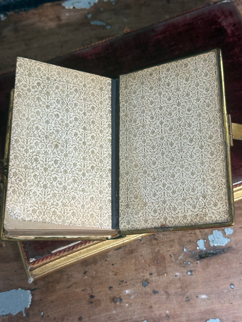 Antique Croatian Prayer Book With Angels, Clasp, and Devotional Medals