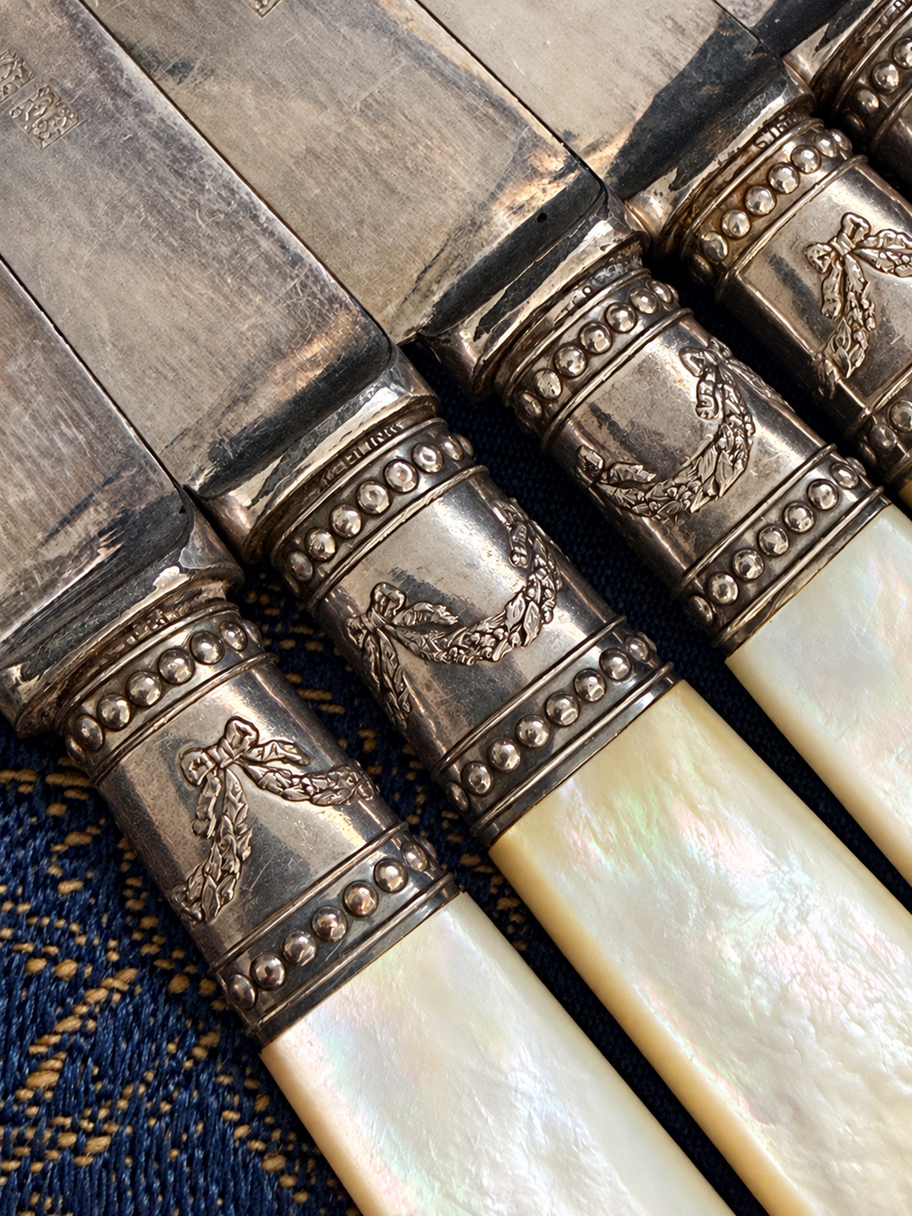 Mother-of-Pearl Flatware with Sterling-Marked Fittings