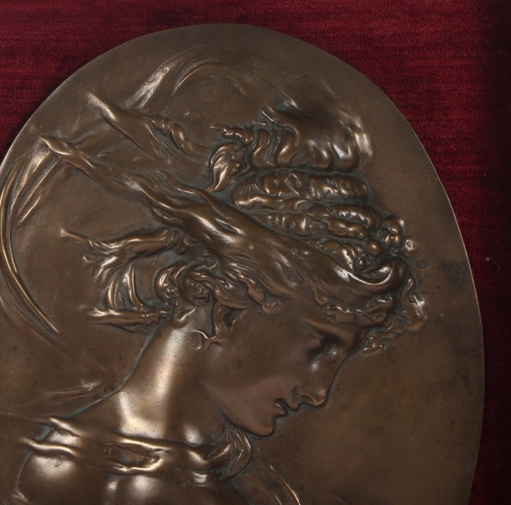 Pair of Bradley & Hubbard Art Nouveau Bronze Bas Relief Cameo Plaques