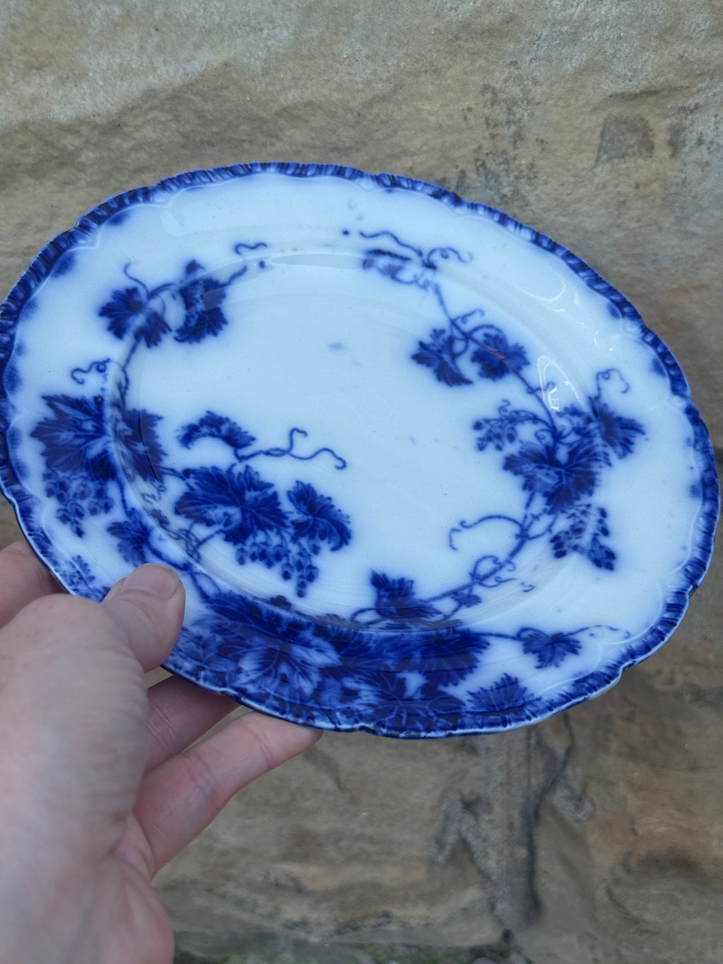 Antique John Maddock & Sons "Virginia" Flow Blue Luncheon Plates | Set of 3 | 8" English Transferware