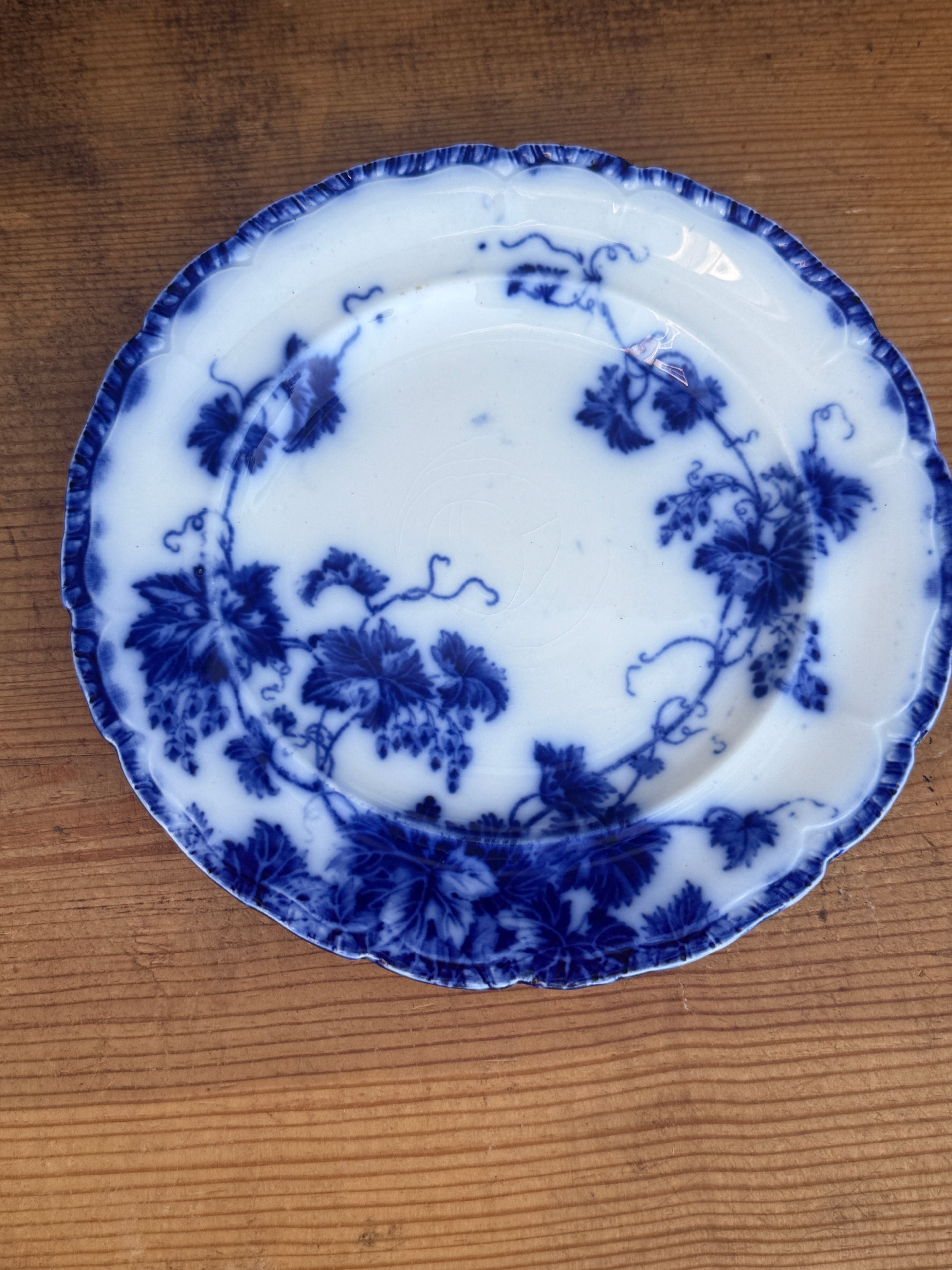Antique John Maddock & Sons "Virginia" Flow Blue Luncheon Plates | Set of 3 | 8" English Transferware