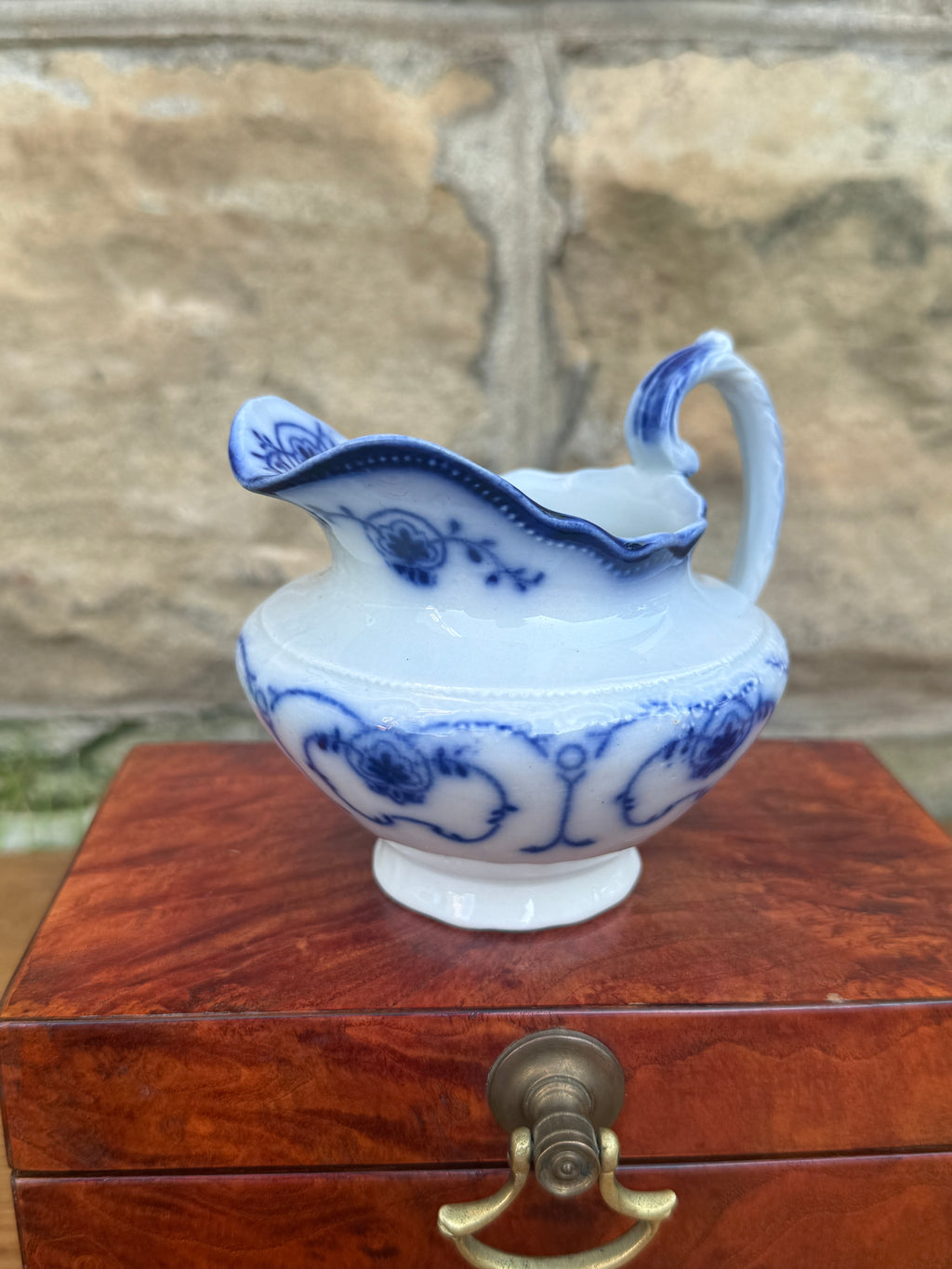 Antique W.H. Grindley "Beaufort" Flow Blue Creamer | English Transferware Milk Pitcher