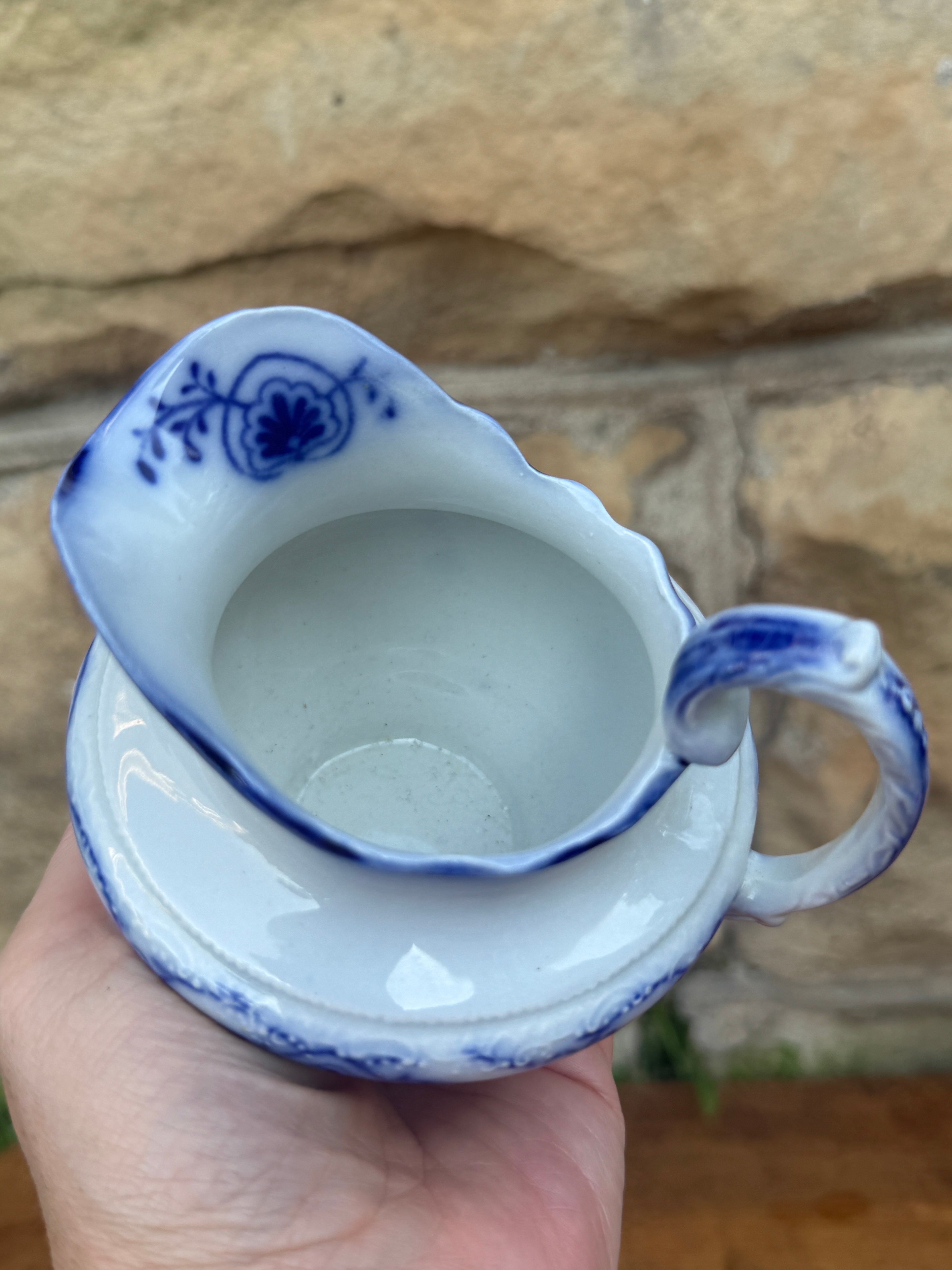 Antique W.H. Grindley "Beaufort" Flow Blue Creamer | English Transferware Milk Pitcher