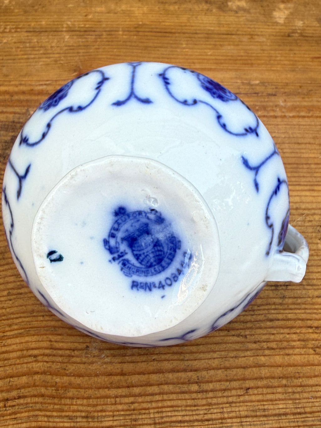 Antique W.H. Grindley "Beaufort" Flow Blue Creamer | English Transferware Milk Pitcher