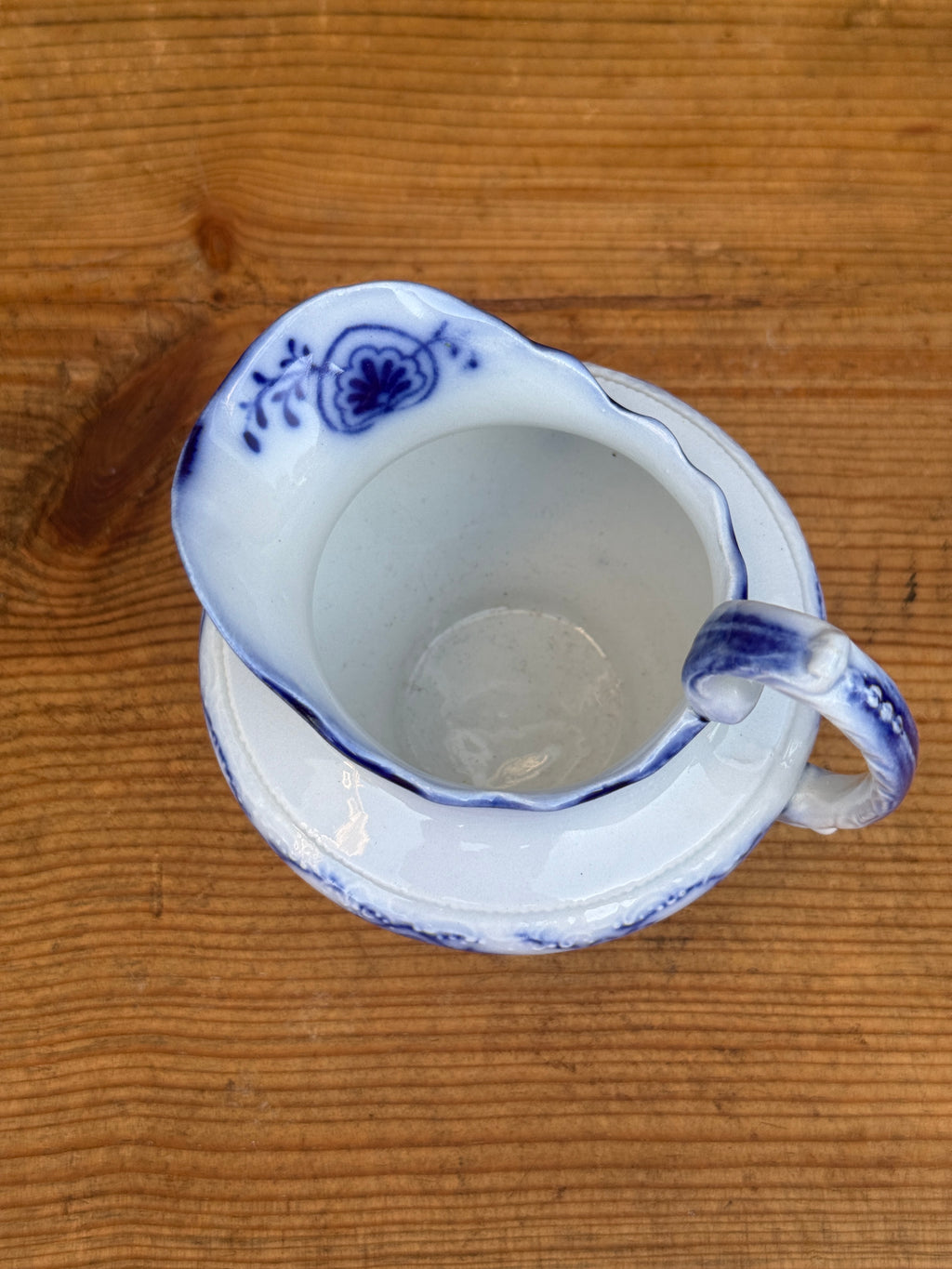 Antique W.H. Grindley "Beaufort" Flow Blue Creamer | English Transferware Milk Pitcher