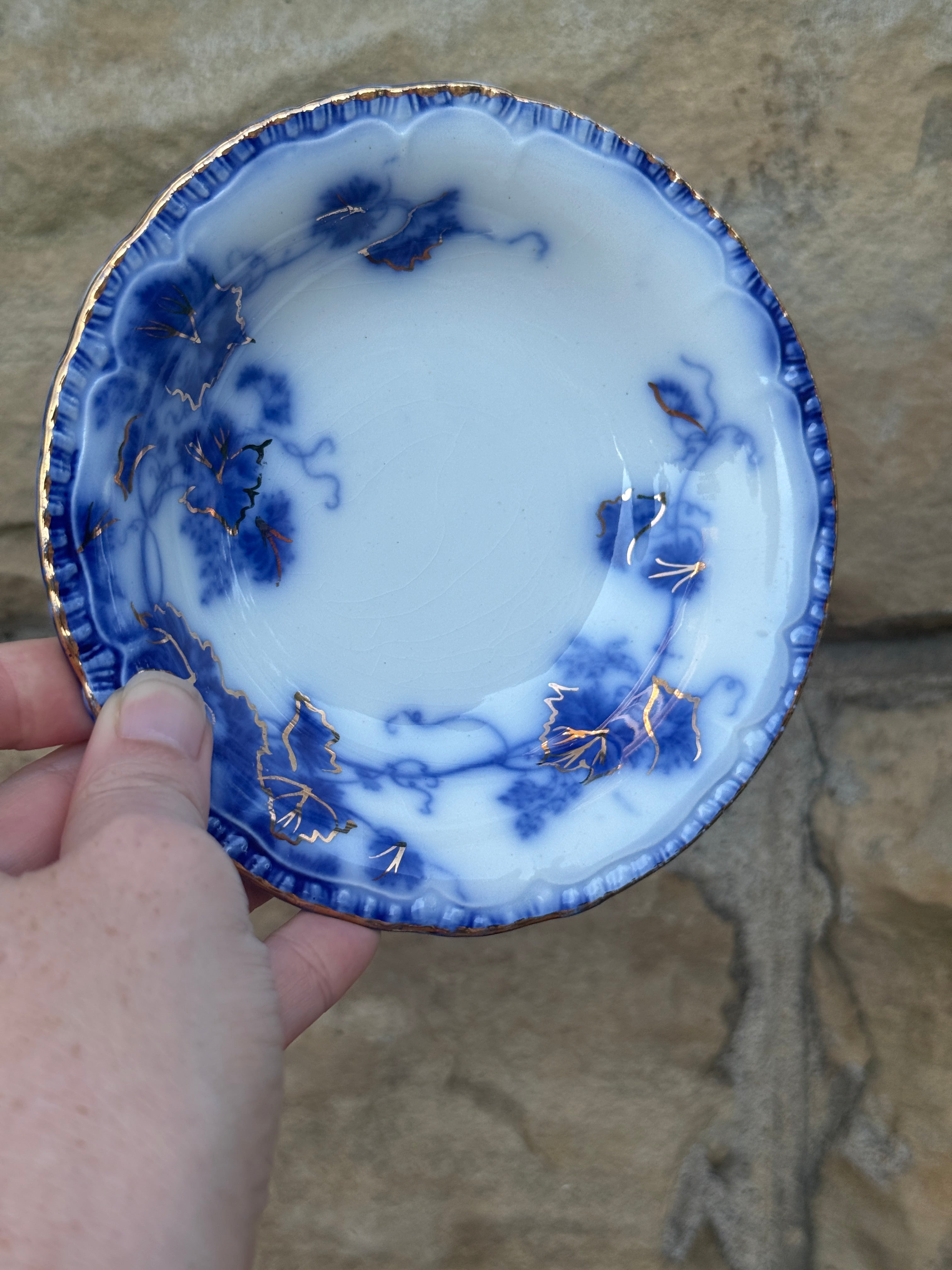 Antique John Maddock & Sons "Virginia" Flow Blue Berry Bowls | Set of 2 | English Transferware