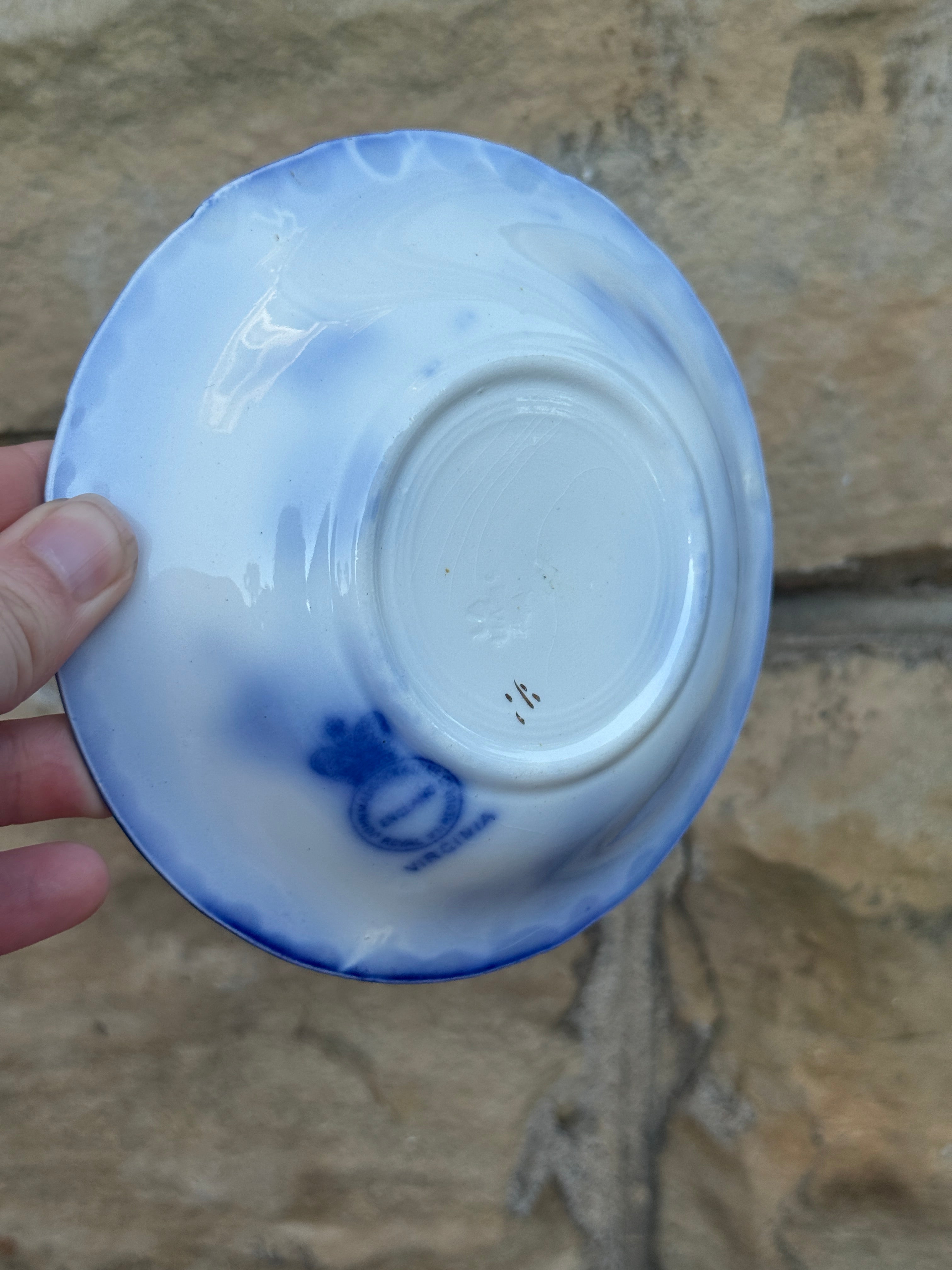 Antique John Maddock & Sons "Virginia" Flow Blue Berry Bowls | Set of 2 | English Transferware