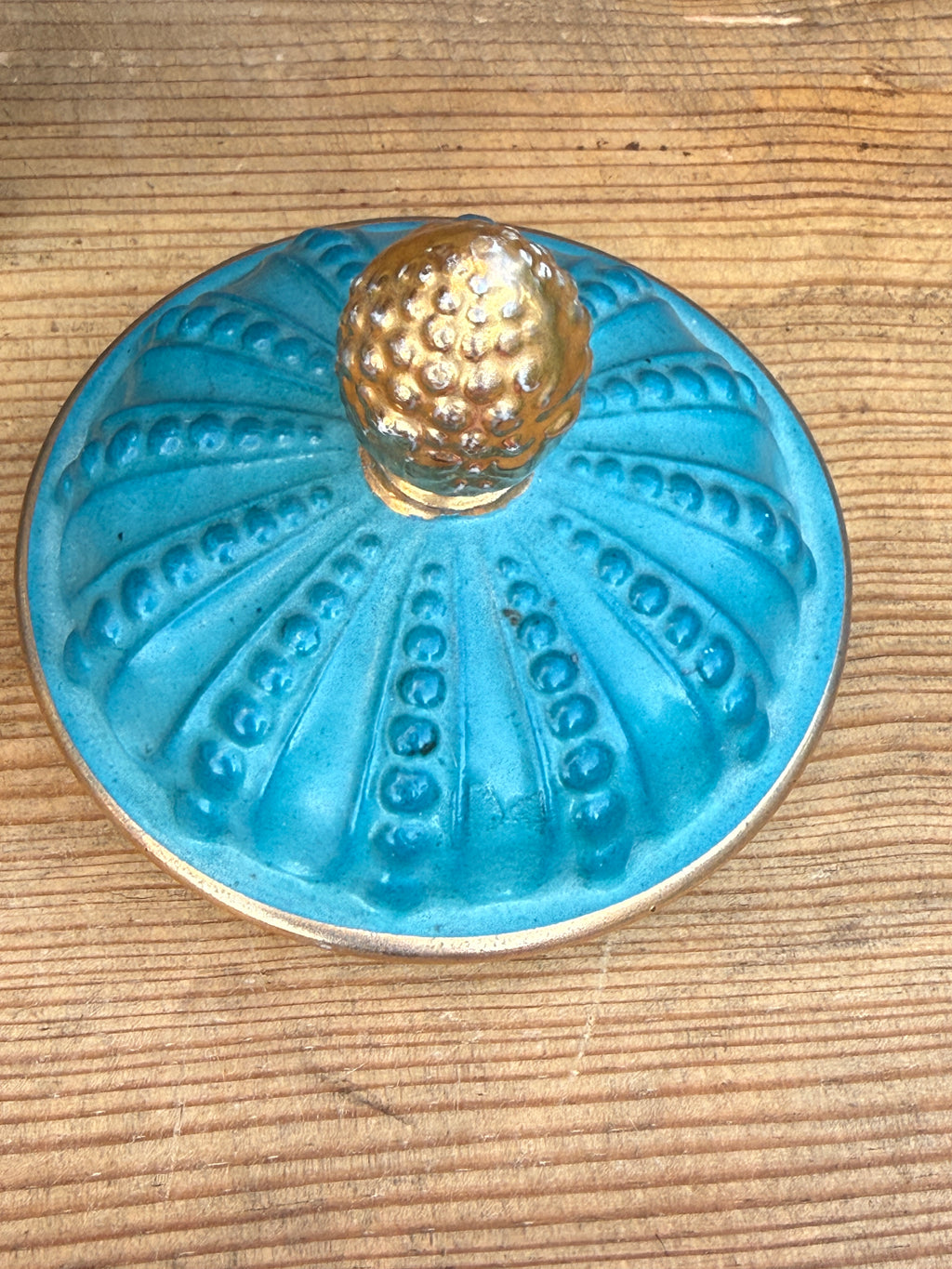 Antique French Style Hand Painted Covered Porcelain Urn Artist Signed Turquoise Gilt 14"