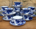 Antique John Maddock & Sons "Virginia" Flow Blue Tea Cup & Saucer England | Circa 1890