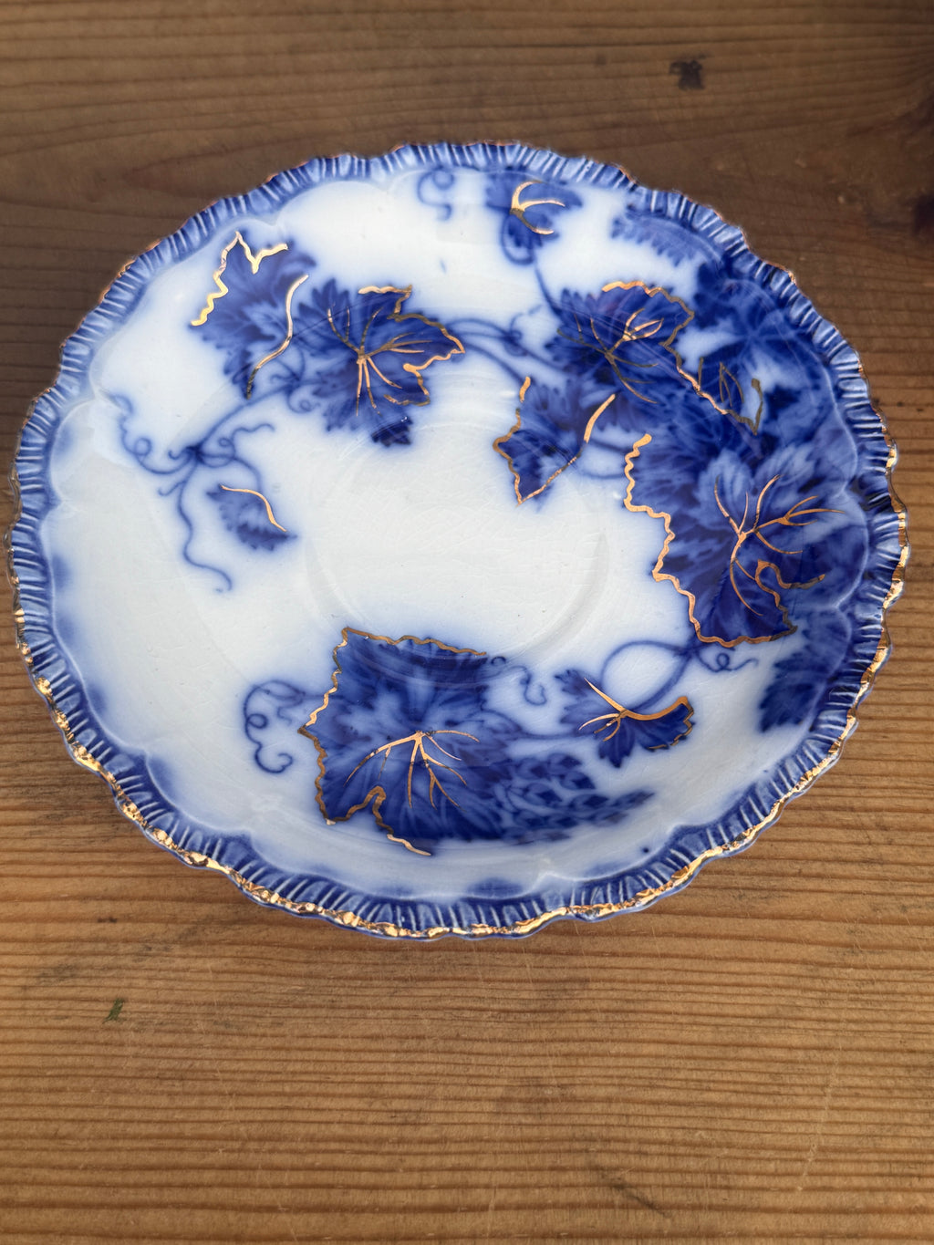 Antique John Maddock & Sons "Virginia" Flow Blue Tea Cup & Saucer England | Circa 1890