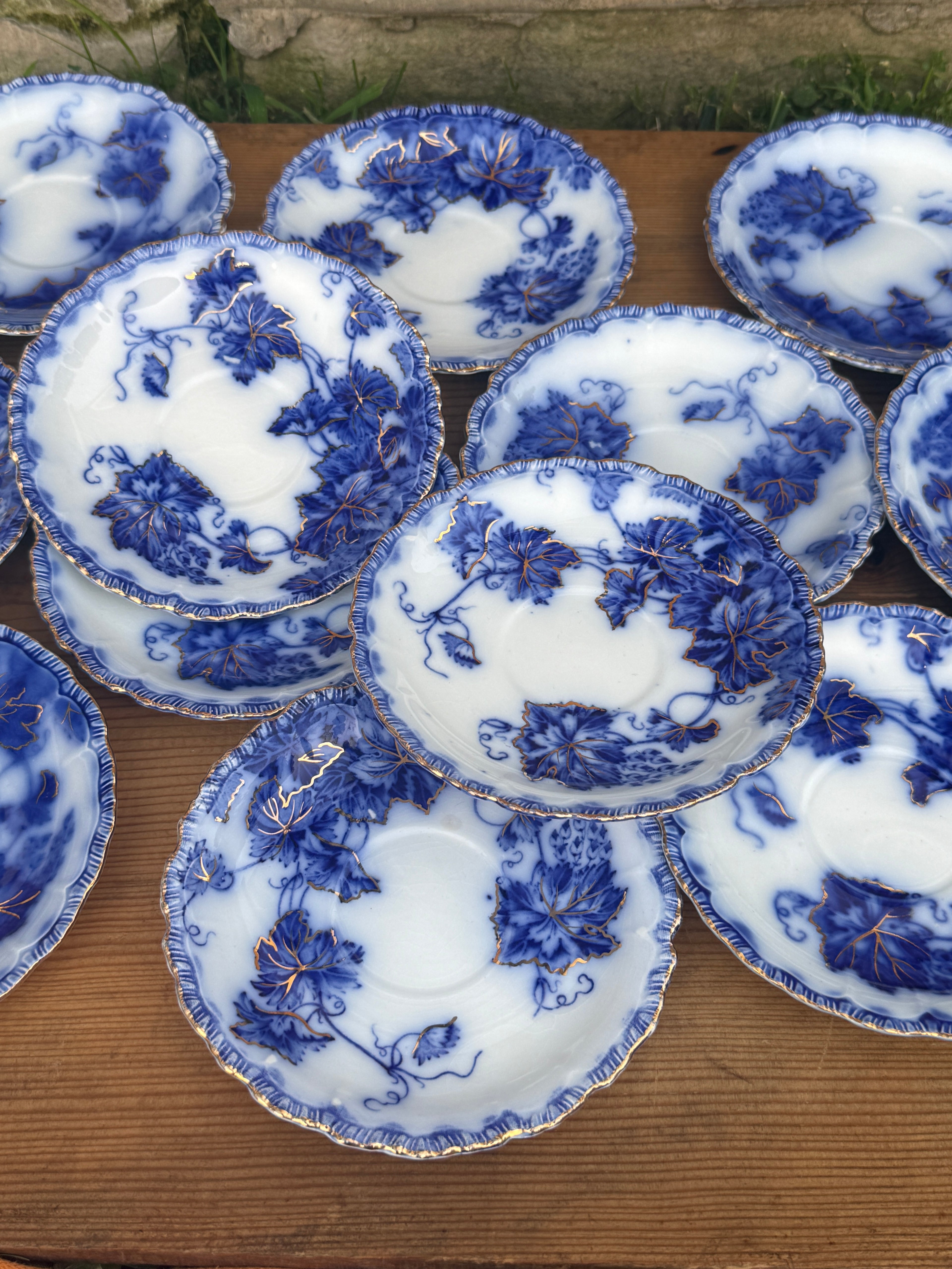 Antique John Maddock & Sons "Virginia" Flow Blue Tea Cup & Saucer England | Circa 1890
