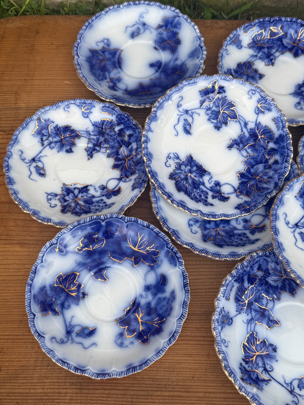 Antique John Maddock & Sons "Virginia" Flow Blue Tea Cup & Saucer England | Circa 1890