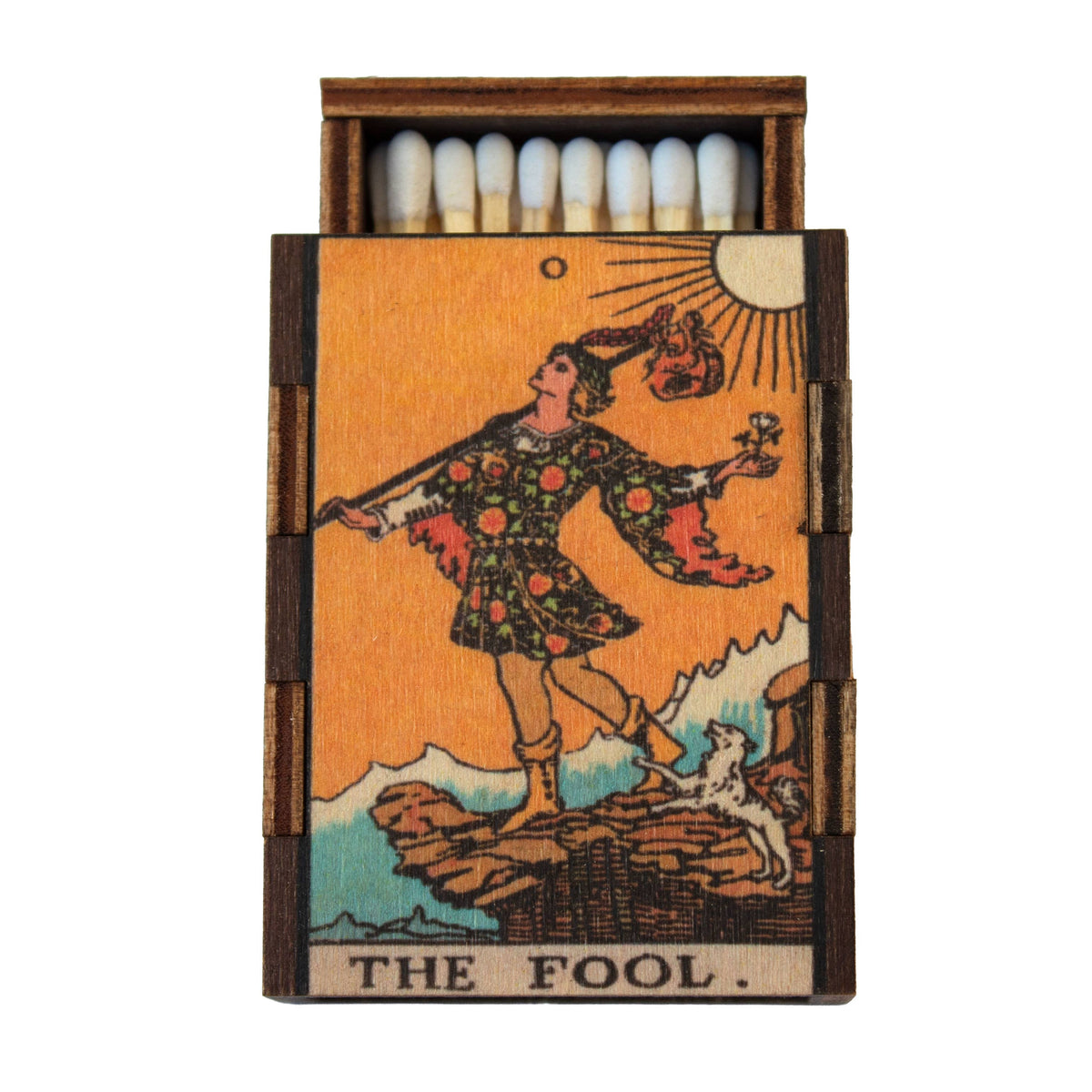 Q — Tarot – The Fool wooden book matchbox