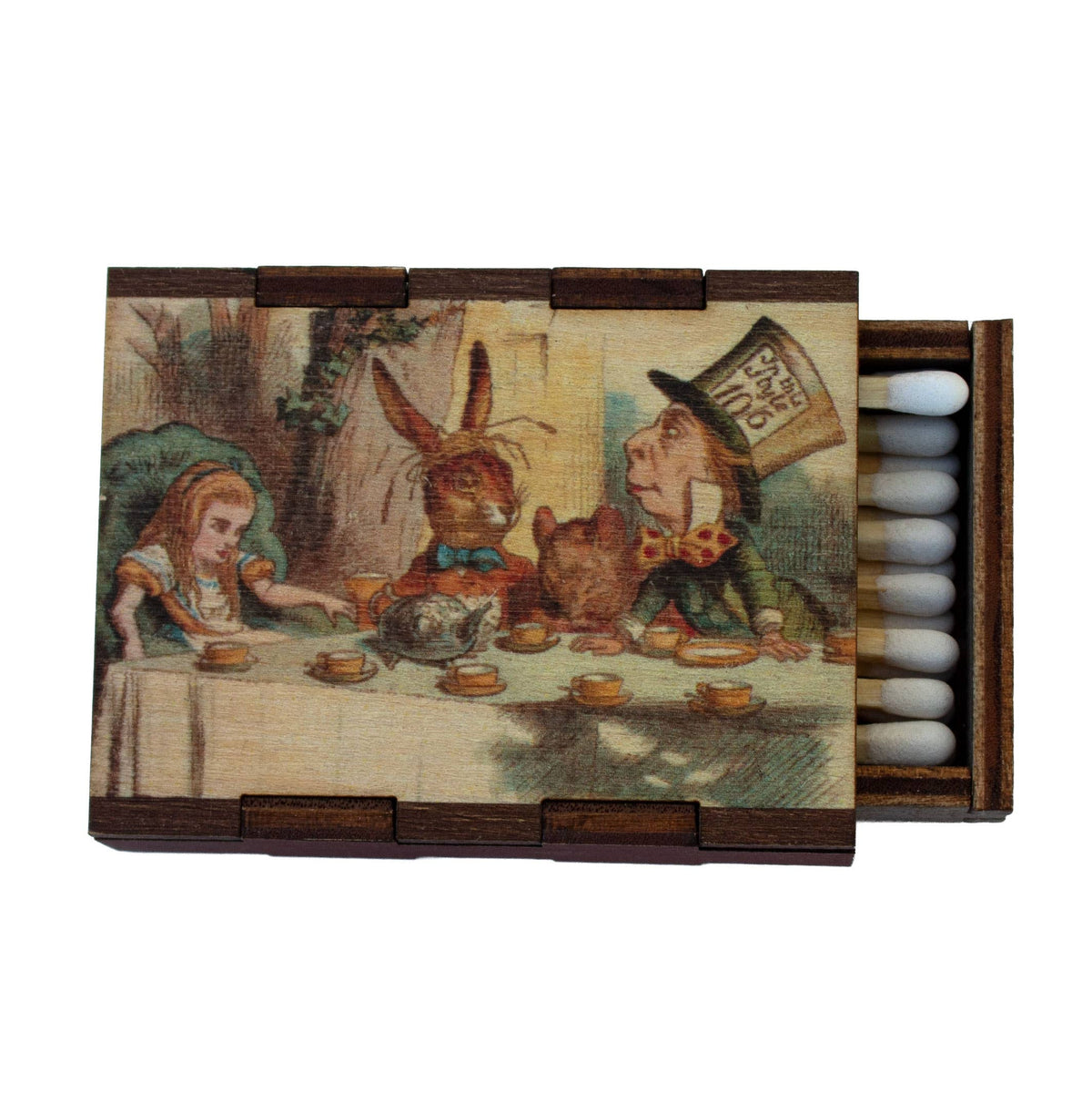 E — Alice in Wonderland – Tea Party wooden book matchbox