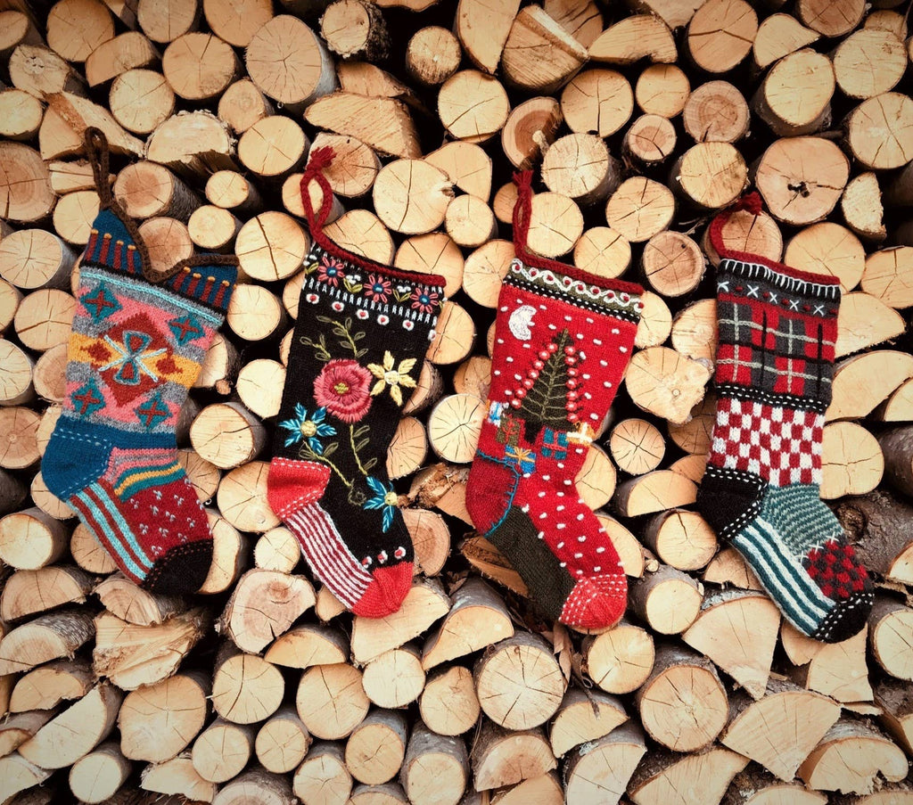 Floral Spray Christmas Stocking – Embroidered Bouquet
