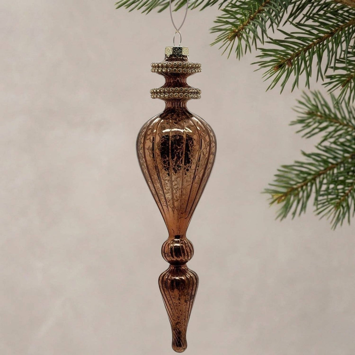 Bronze Glass Finial Ornament 9.5"