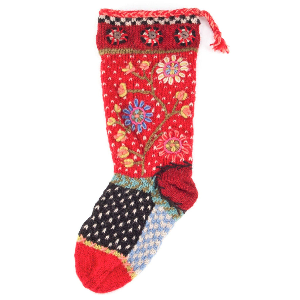 Flora Christmas Stocking – Embroidered Floral Knit